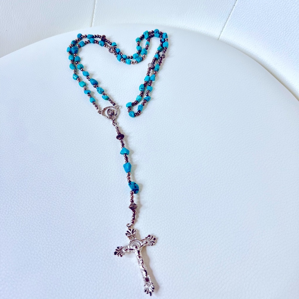 💙SOLD💙 Antique Silver & Turquoise Rosary